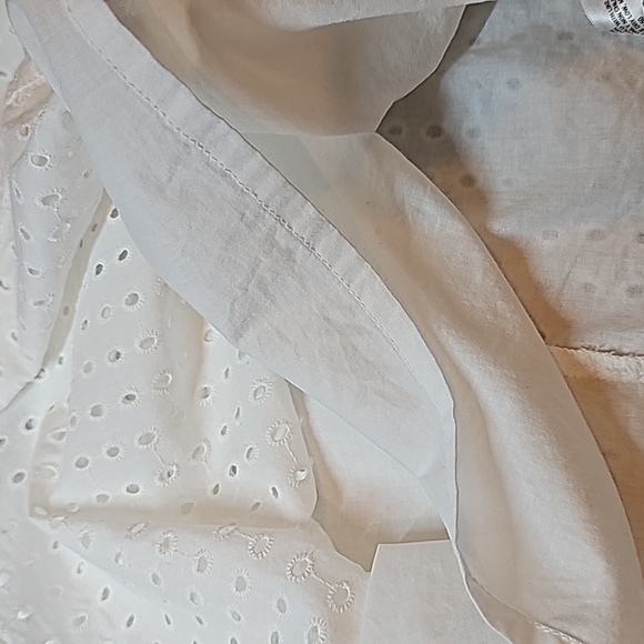 NEW A•NEW•DAY WHITE LINED EYELET LANTERN SLEEVE PULLOVER BLOUSE TOP - Picture 11 of 14